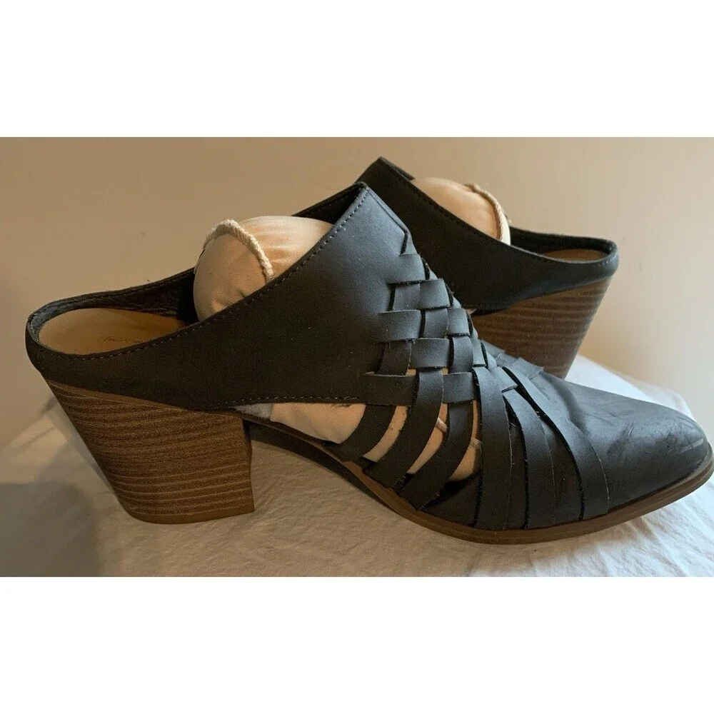 Universal Thread Aiden Blue-Gray Mules Booties Slip On Womens Sz 11 Block Heel